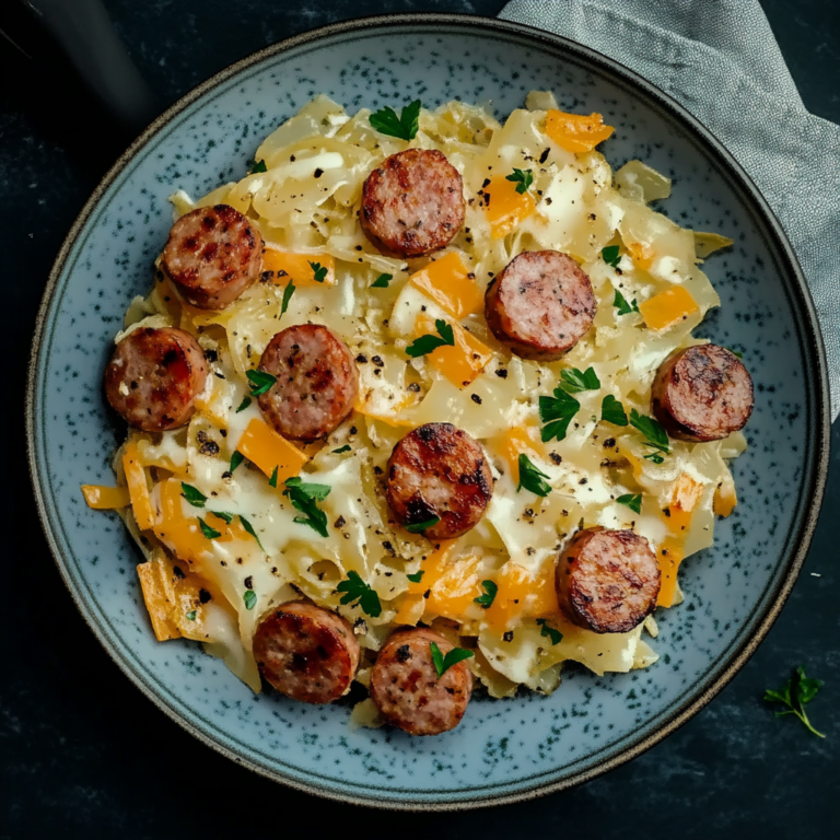 Cheesy Cabbage and Sausage Skillet