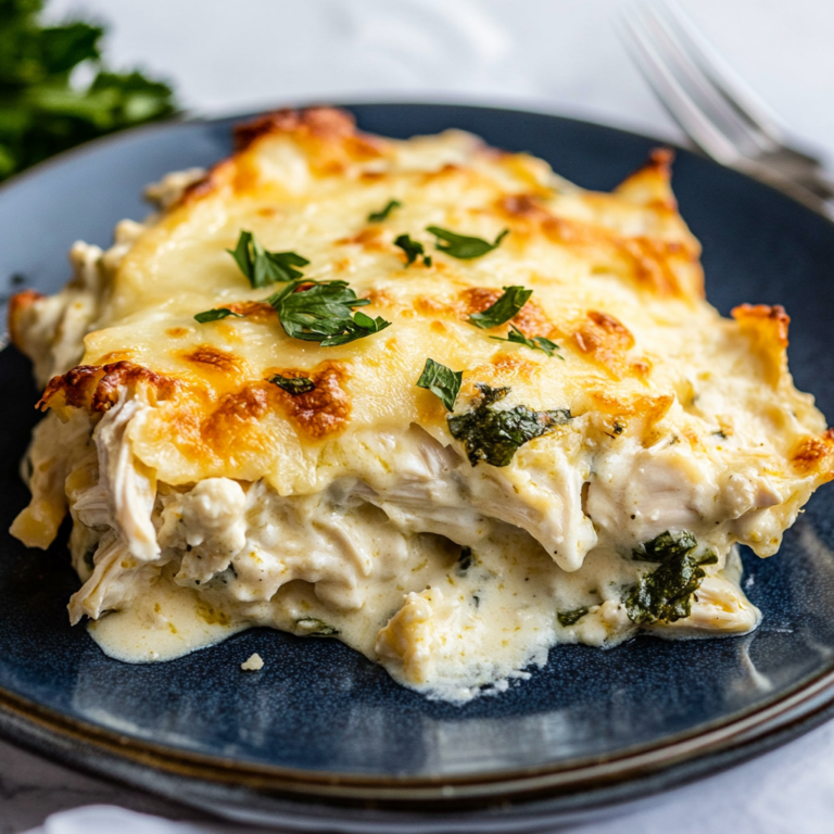 Creamy Keto Chicken Alfredo Casserole