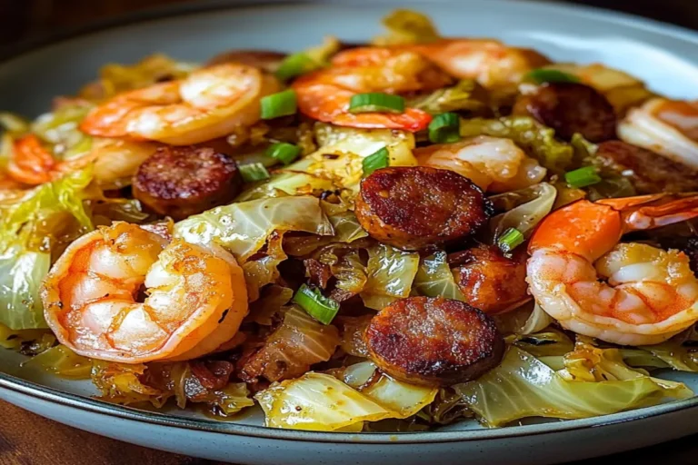 Fried Cabbage with Shrimp and Sausage