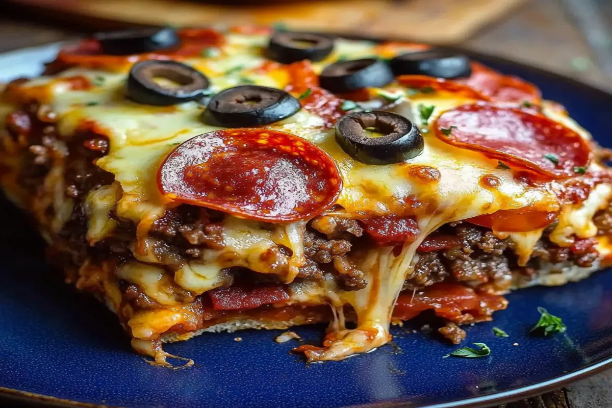 Keto Pizza Burger Bake Recipe