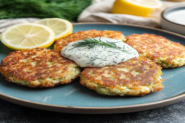 Zucchini Salmon Fritters with Lemon Dill Recipe