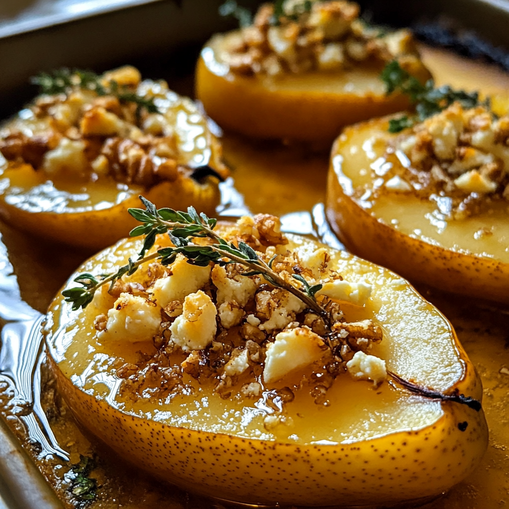 Baked Pears with Goat Cheese, Honey, and Cranberries