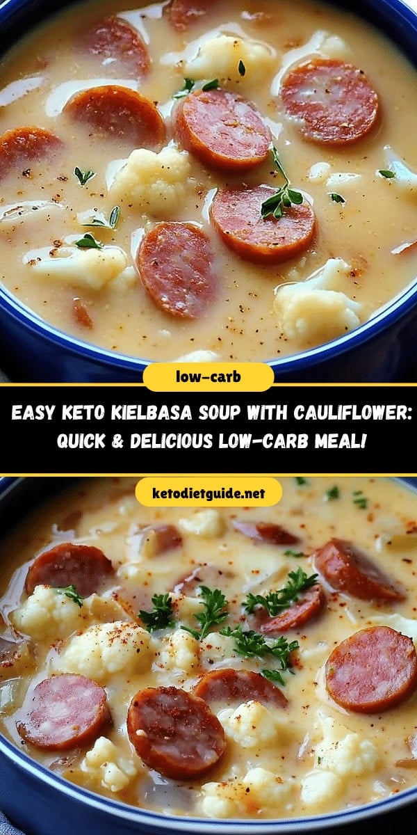 Easy Keto Kielbasa Soup with Cauliflower