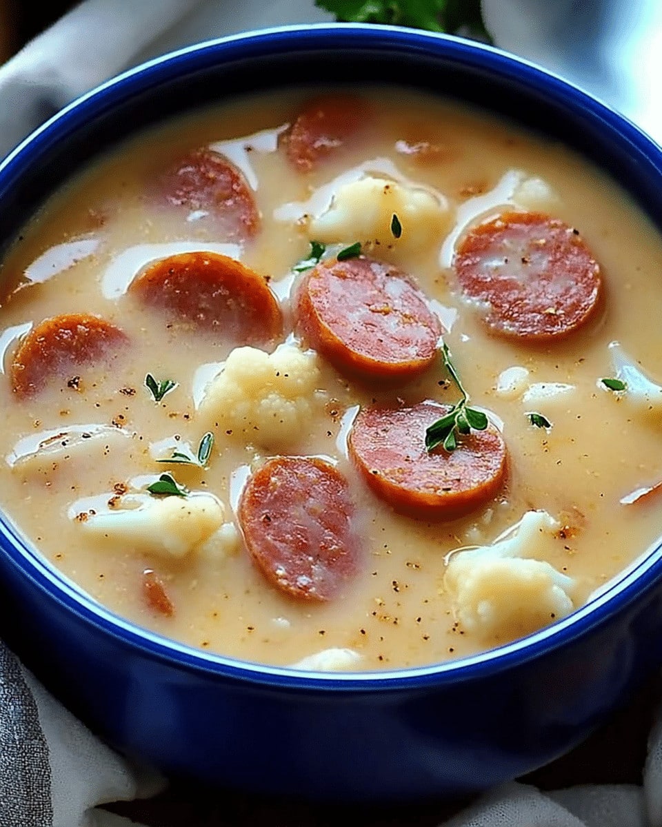 Keto Kielbasa Soup with Cauliflower