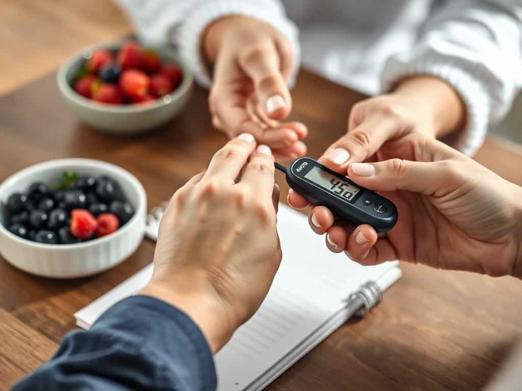 Person checking ketone levels after eating berries on keto diet