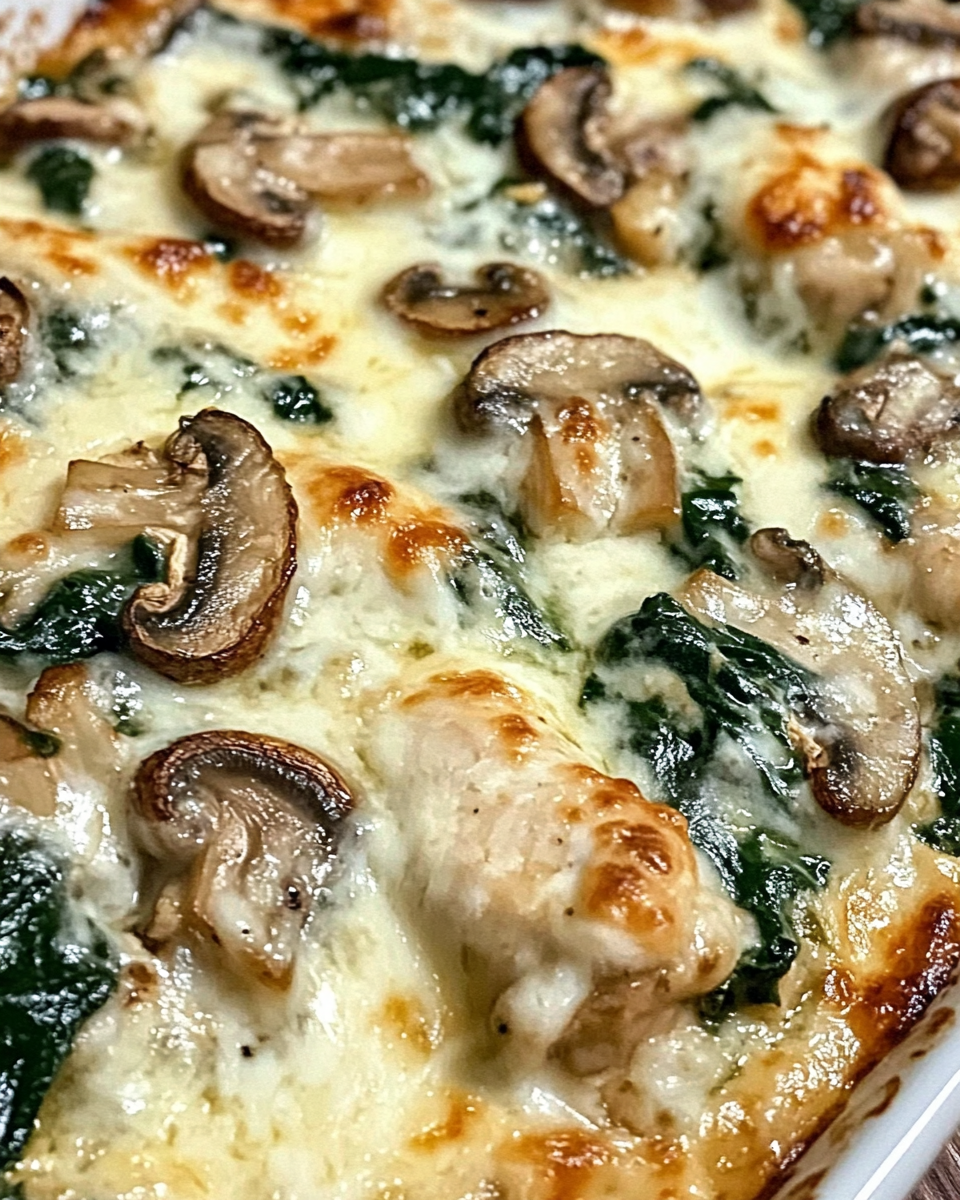 Chicken Spinach and Mushroom Low Carb Oven Dish