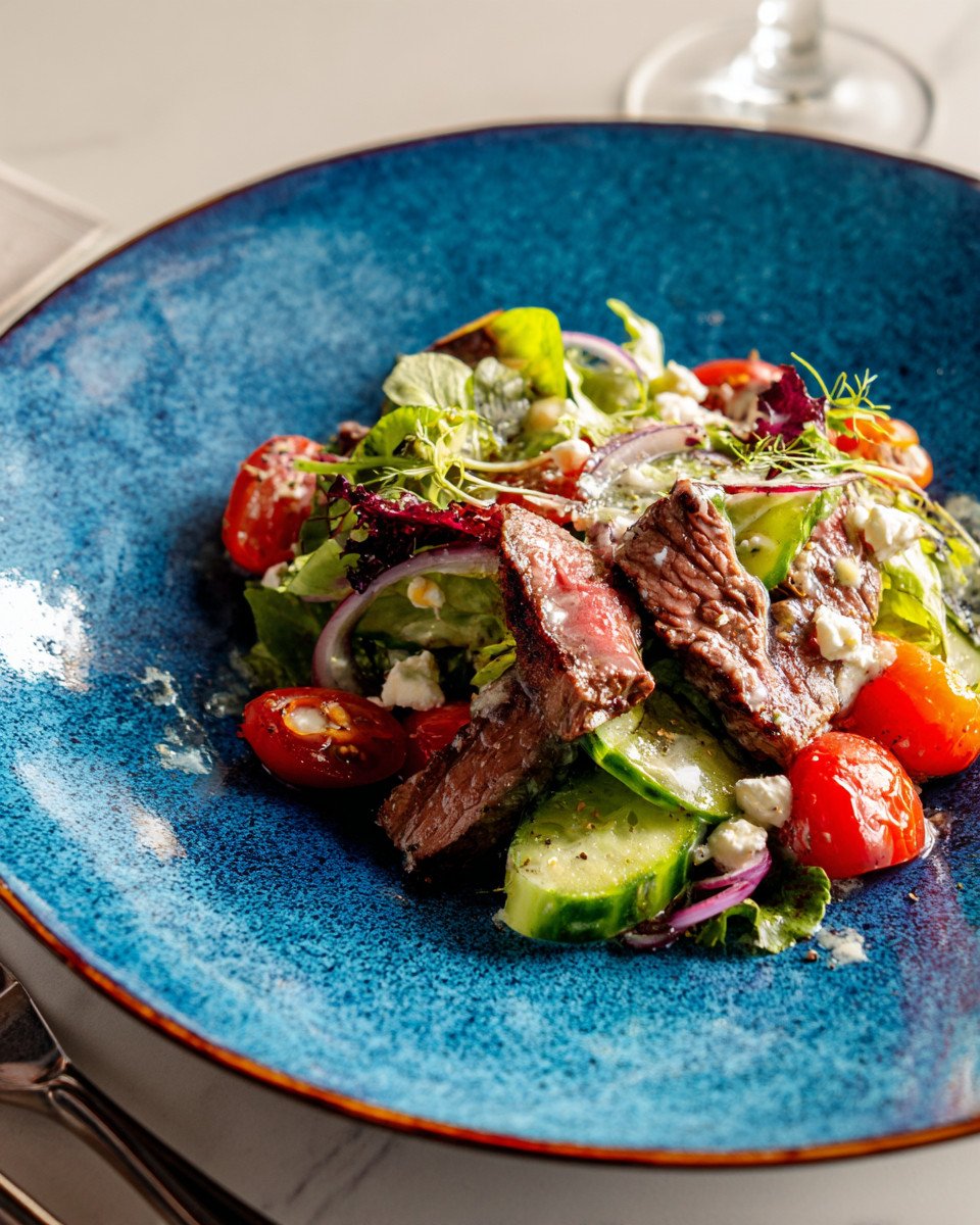 Garlic Steak Bite Salad with Tarragon Dressing delights!