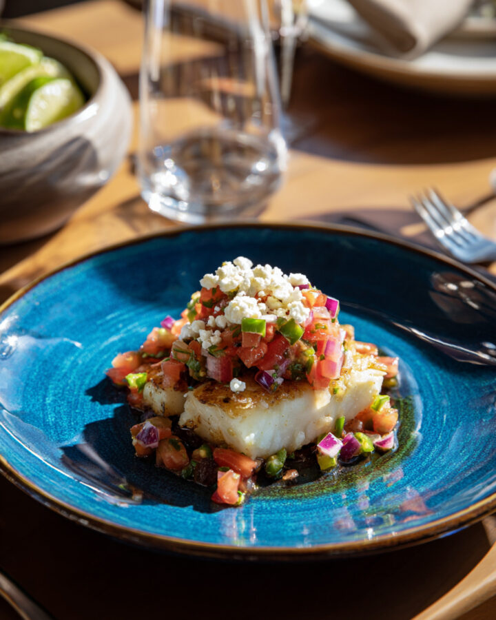 Pan-Seared Cod in Salsa with Queso Fresco