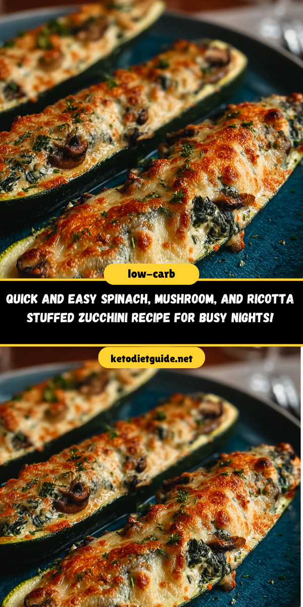 Quick and Easy Spinach, Mushroom, and Ricotta Stuffed Zucchini Recipe for Busy Nights!