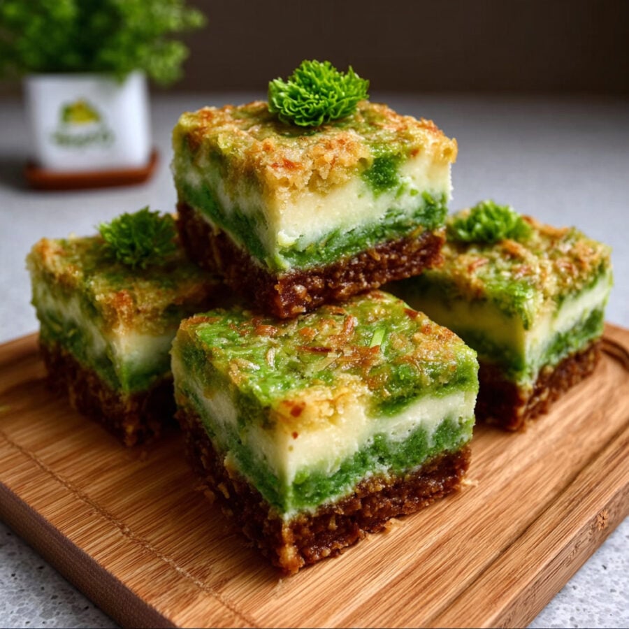Coconut-Pandan Keto Cheesecake Bars