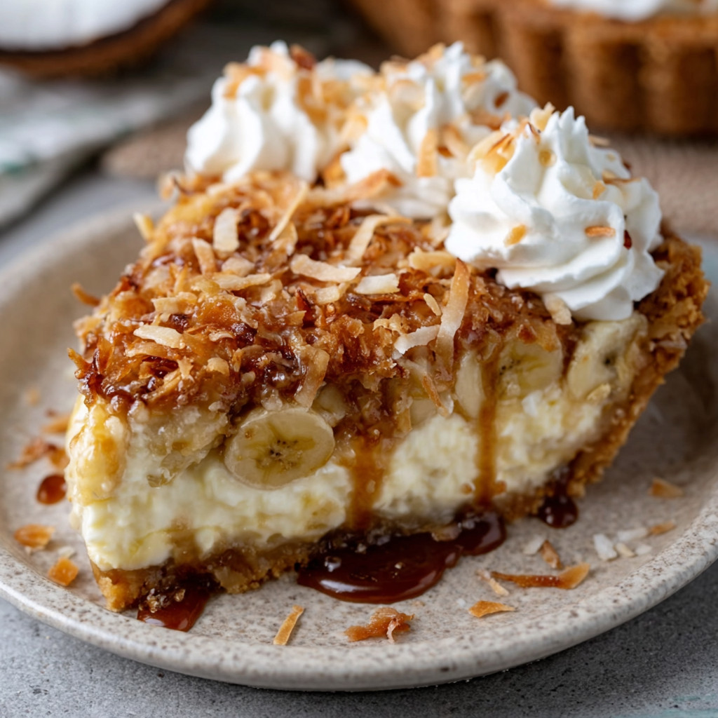 Keto Caramelized Banana and Coconut Cream Pie delights your taste buds!
