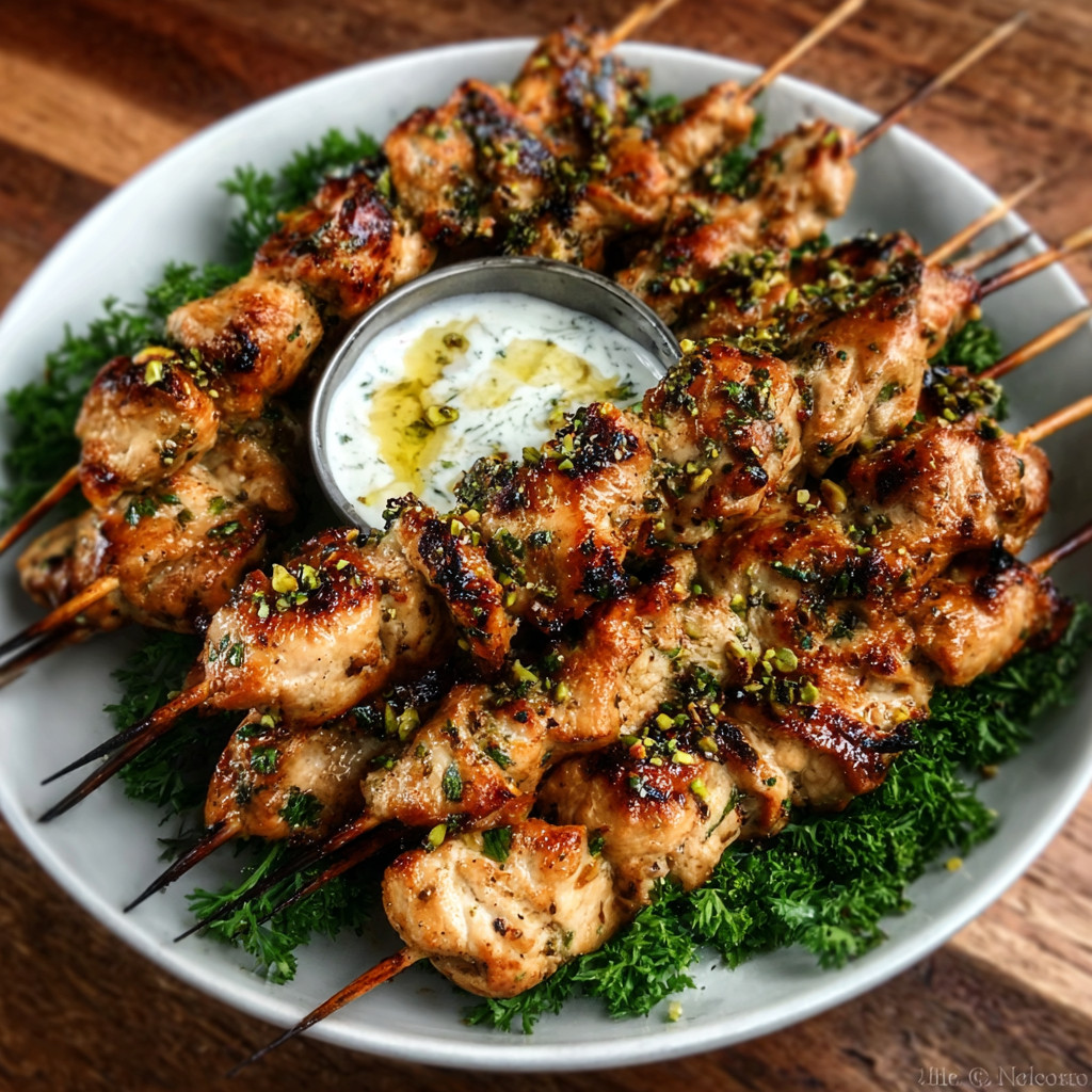 Keto Chicken Skewers with Pistachios and Rose Water delight!