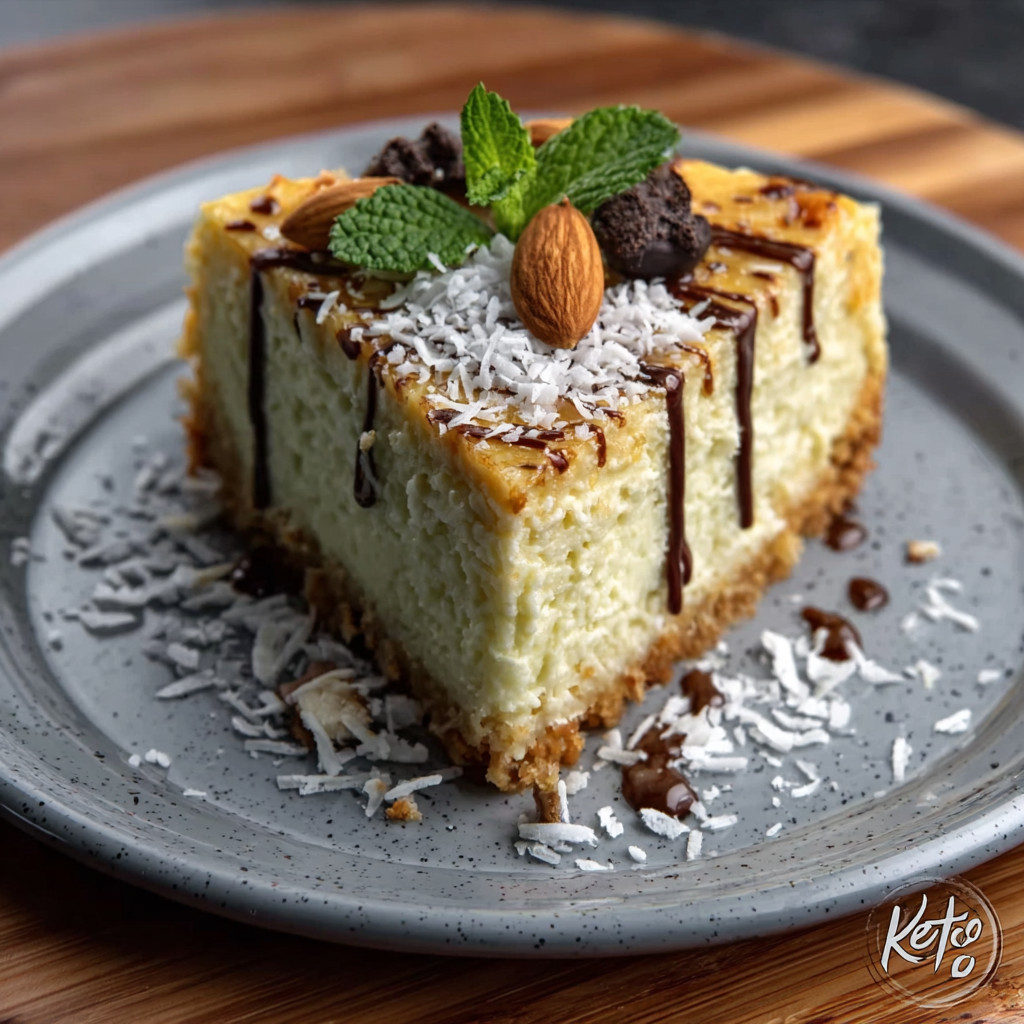 Keto Coconut-Pandan Cheesecake with Almond Crust: Discover This Tropical Delight!