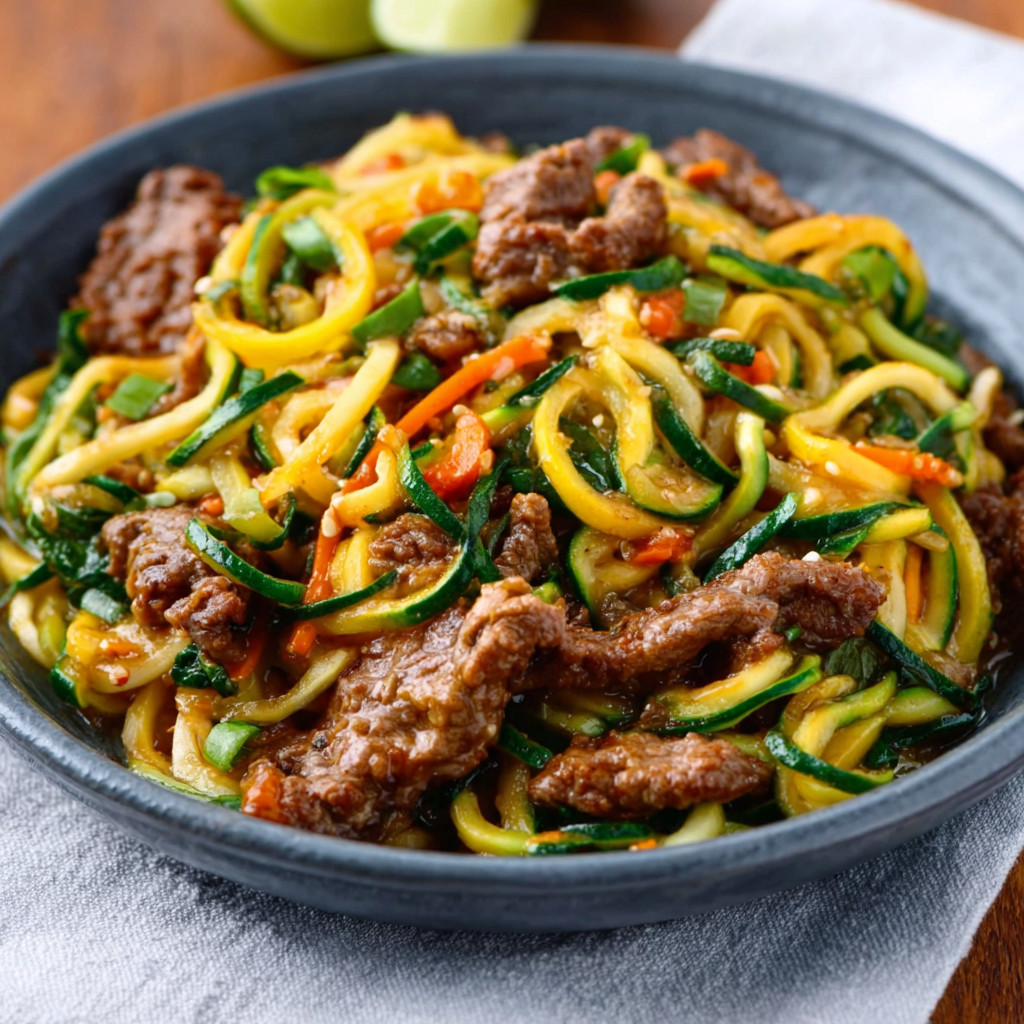 Keto Mee Goreng Using Zucchini Noodles & Beef Strips Now!