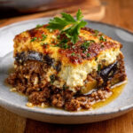 Keto Moussaka (layers of eggplant, beef & cream)