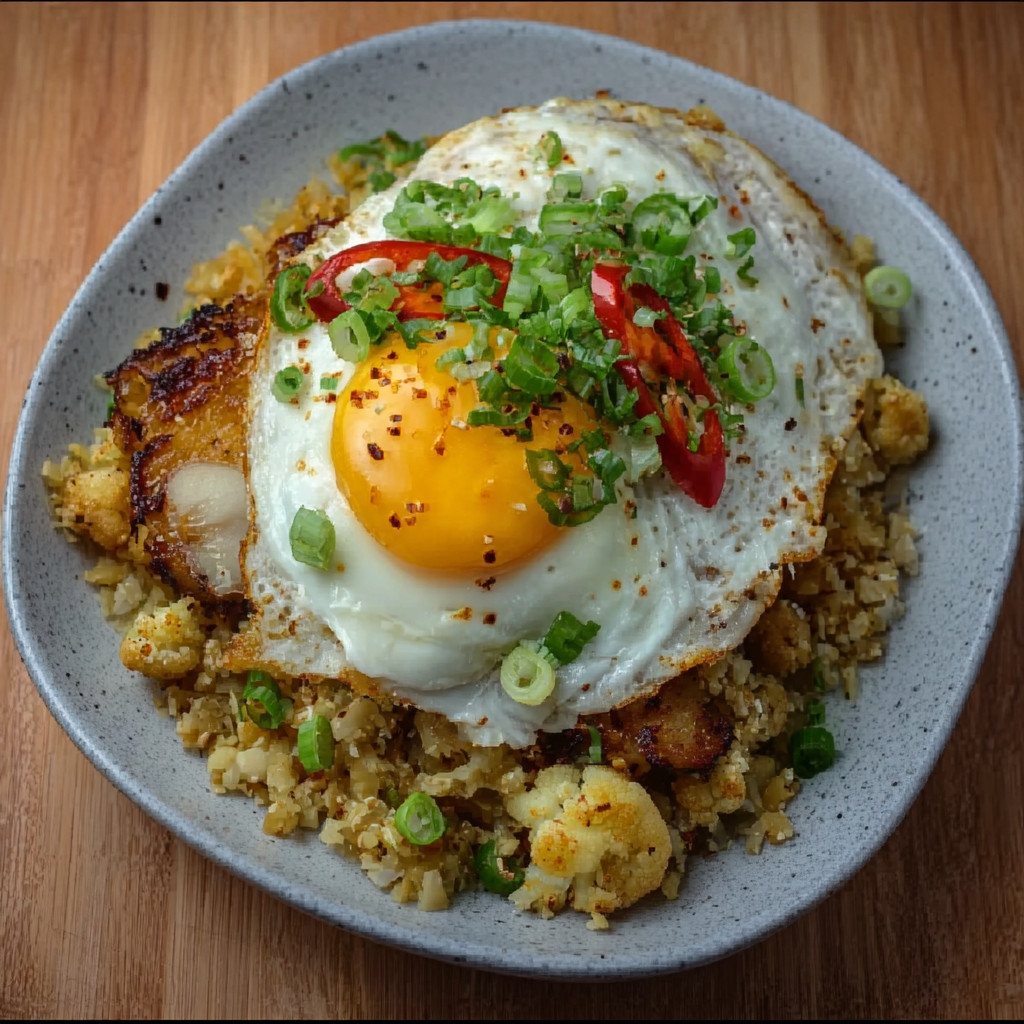Keto Nasi Goreng Cauliflower with Fried Egg: A Tasty Twist