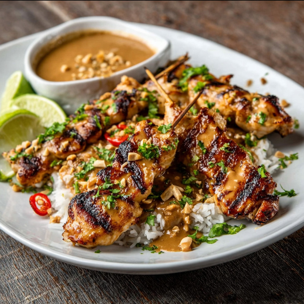 Keto Satay Chicken with Peanut Butter Coconut Sauce delights!