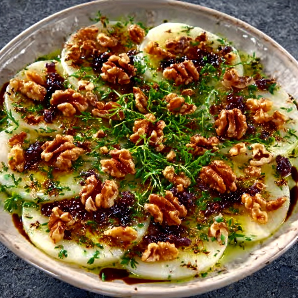 Kohlrabi Carpaccio with Walnut Dressing: A Fresh Delight!