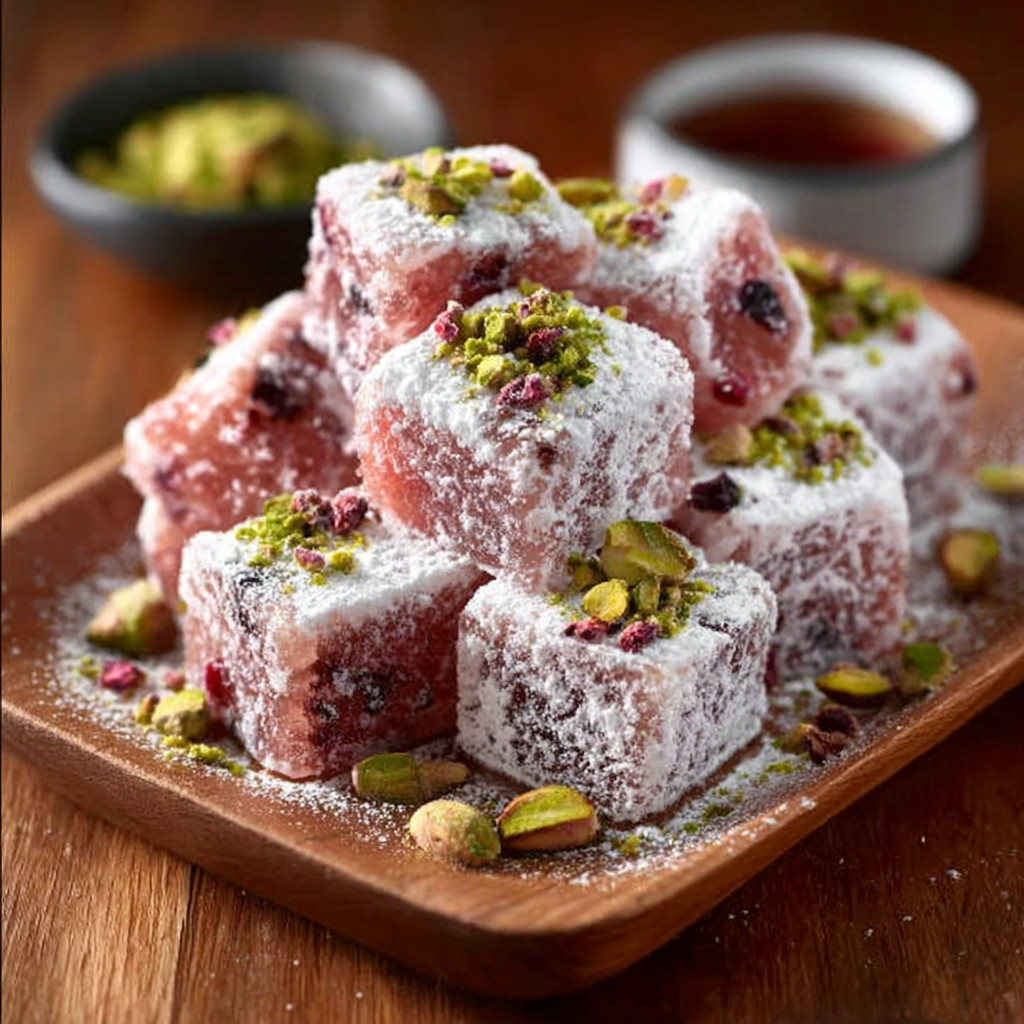 Low-Carb Turkish Delight with Pistachios and Rosewater: Discover a Guilt-Free Sweet Treat!