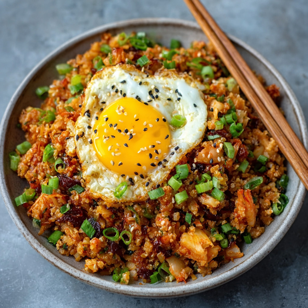 Spicy Kimchi Cauliflower Fried Rice is Unforgettable!