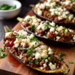 Stuffed Eggplant Boats with Ground Turkey & Feta are delightful!