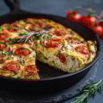 Zucchini frittata with tomato and cottage cheese