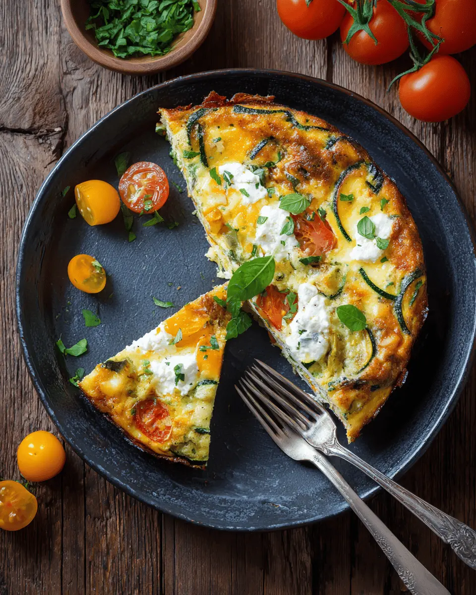 Zucchini frittata with tomato and cottage cheese First Image