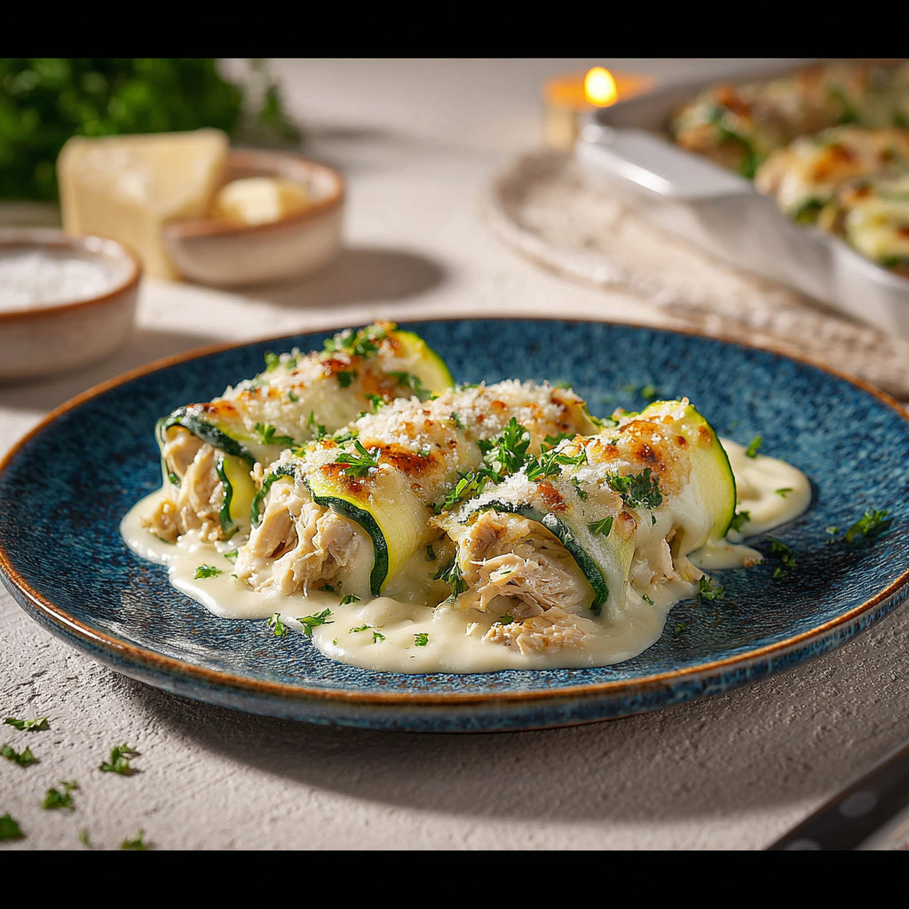 Chicken Alfredo Zucchini Roll: Irresistibly Creamy Delight!