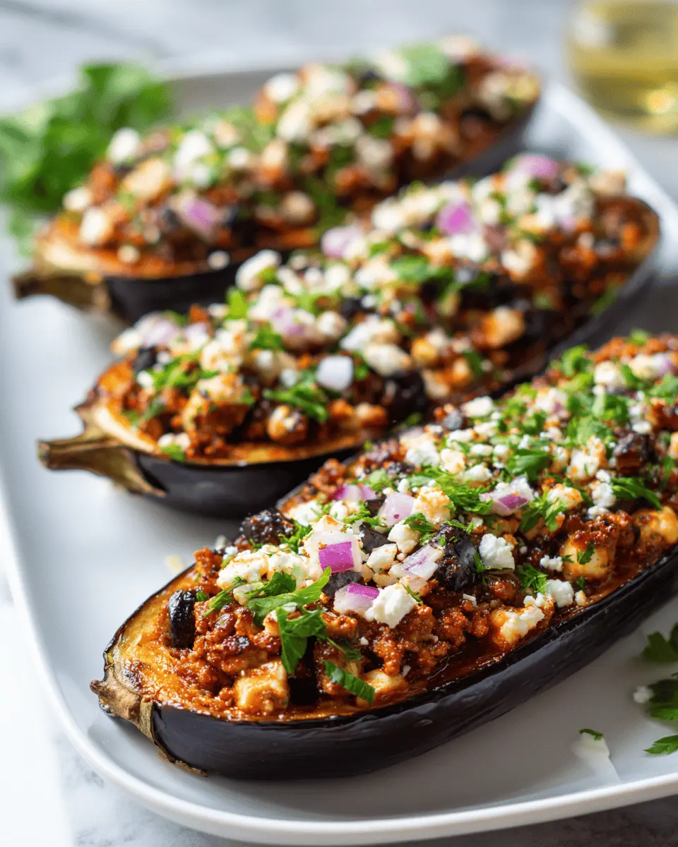Stuffed Eggplant Boats with Ground Turkey & Feta are delightful! Third Image Third Image