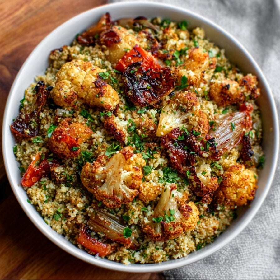 Cauliflower Couscous with Roasted Vegetables