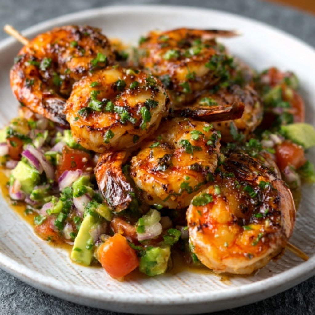 Grilled Peri-Peri Prawns with Avocado Salsa delightfully await!
