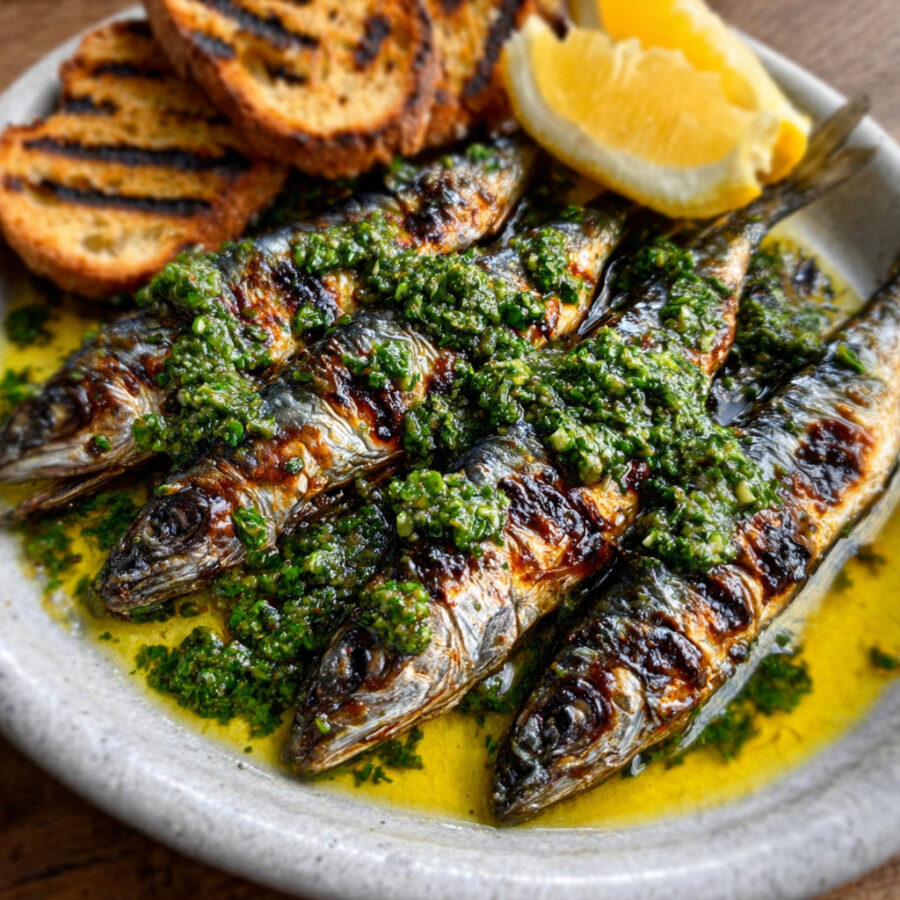Grilled Sardines with Chermoula Butter