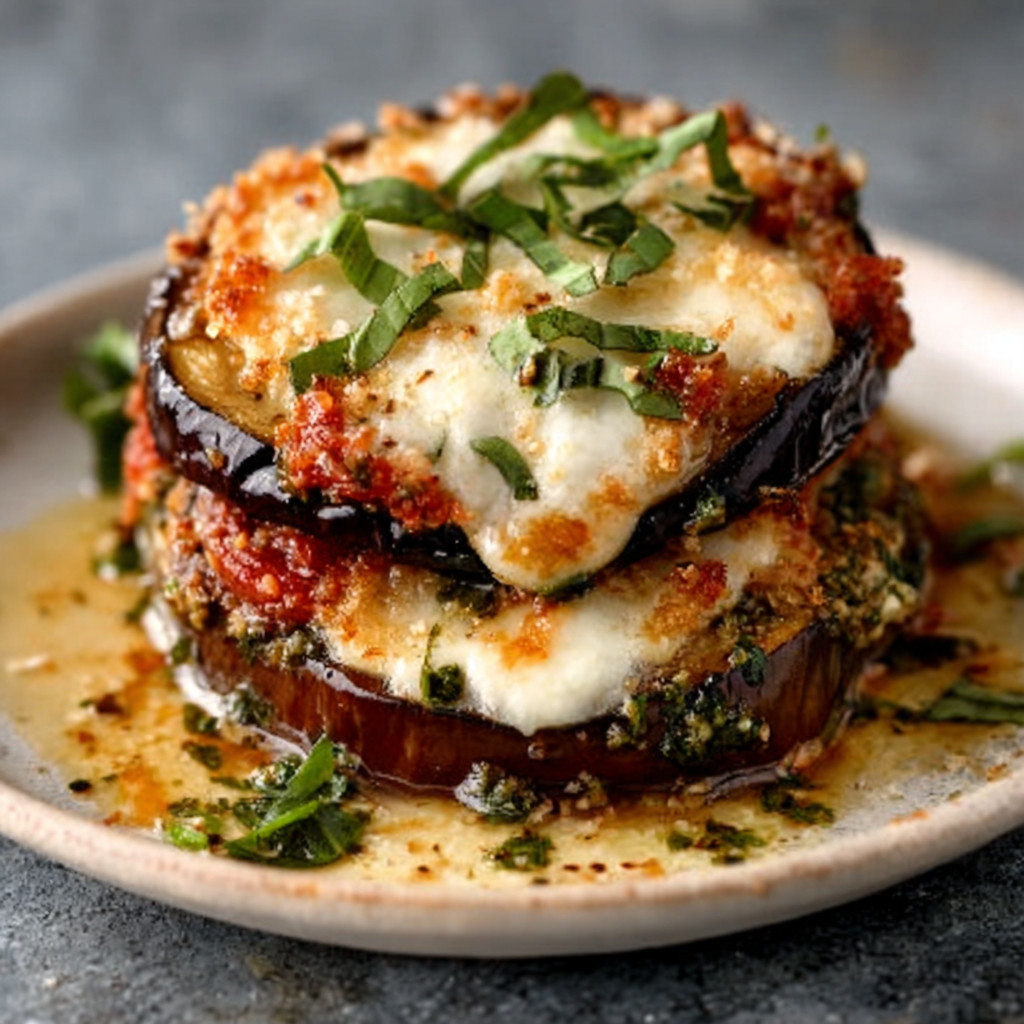 Italian Pesto Parmesan Eggplant Stacks you must try today!