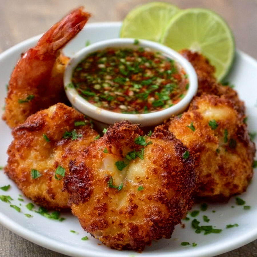 Keto Coconut-Shrimp Cakes with Lime Dip