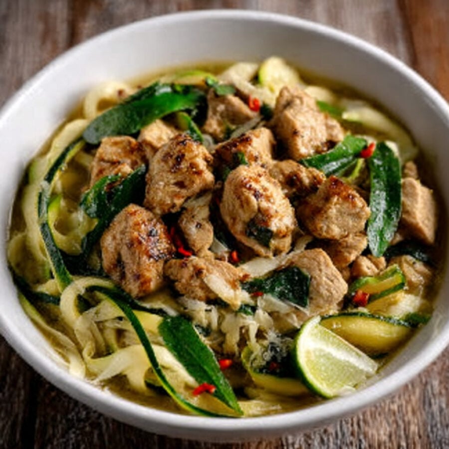 Keto Green Curry Zoodle Bowl