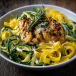 Lemon Cream Chicken over Squash Ribbon Pasta (Keto)