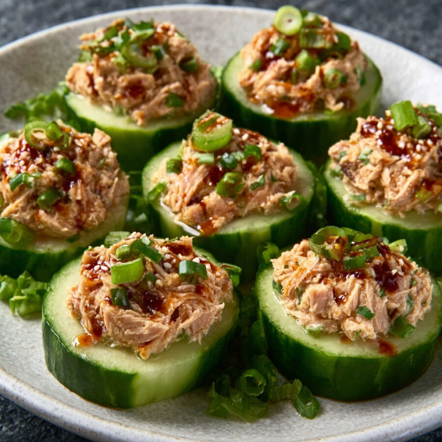 Low-Carb Spicy Tuna Cucumber Cups