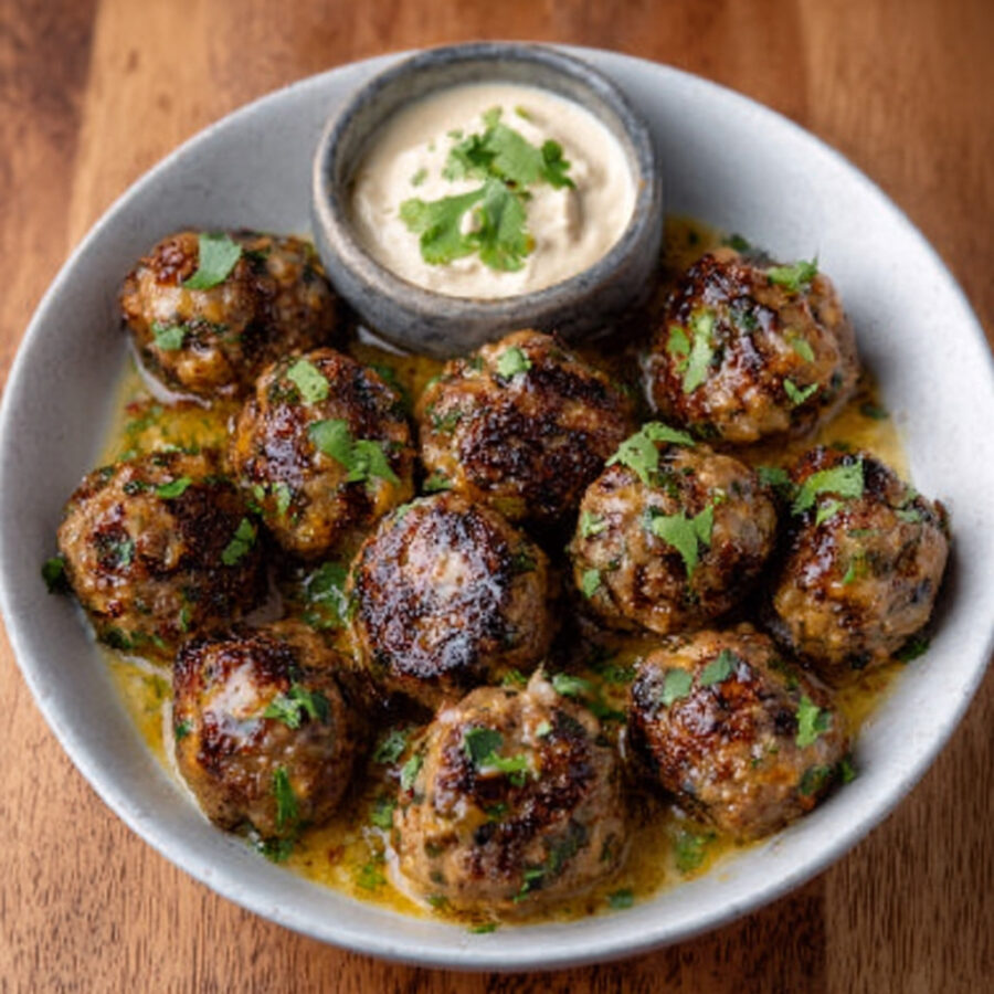 Moroccan Spiced Lamb Meatballs with Tahini Dip