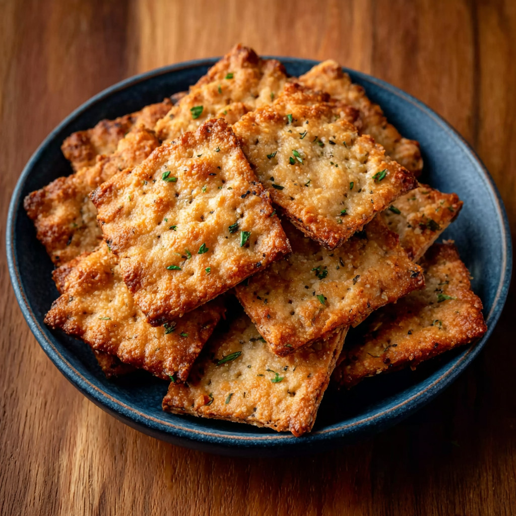 Savory Parmesan & Herb Almond Crackers are irresistible!