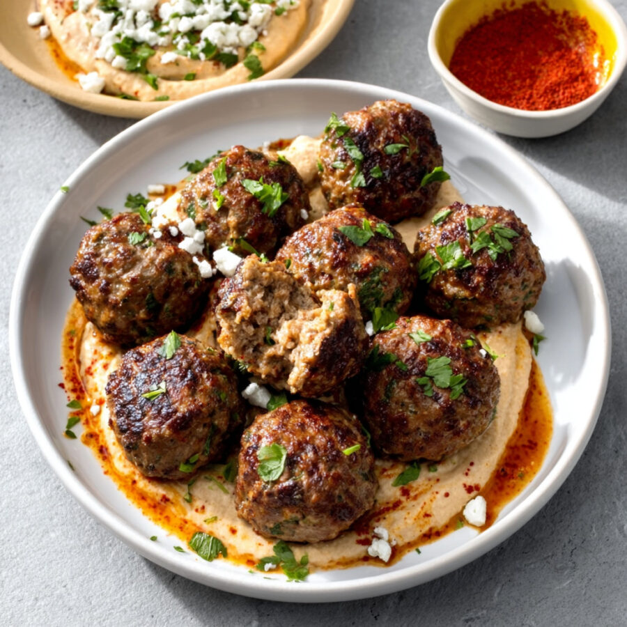 Spiced Lamb Kofta with Harissa Yogurt Sauce