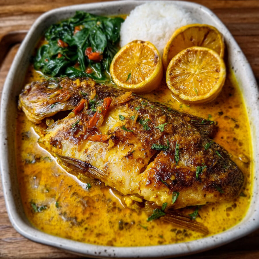 Ugandan Tilapia in Coconut + Turmeric Stew