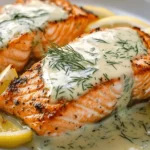 Butter-Basted Salmon with Lemon Dill Cream Sauce First Image First Image