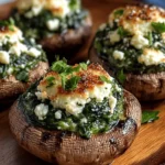 Spinach & Feta Stuffed Mushrooms – Air Fryer Keto Appetizer First Image First Image
