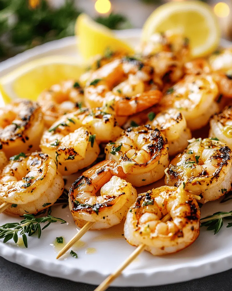 Festive Shrimp Skewers: Irresistibly Juicy with Lemon Butter Drizzle