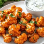 Buffalo Cauliflower Bites – Keto with Sugar-Free Blue Cheese Dip First Image First Image