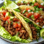 Crispy Lettuce Shell Keto Tacos (Beef or Chicken, <3g Net Carb) First Image First Image