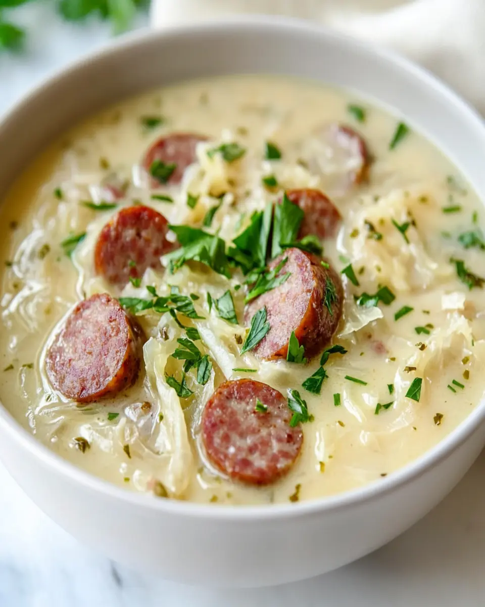 Creamy Sauerkraut and Sausage Soup First Image First Image