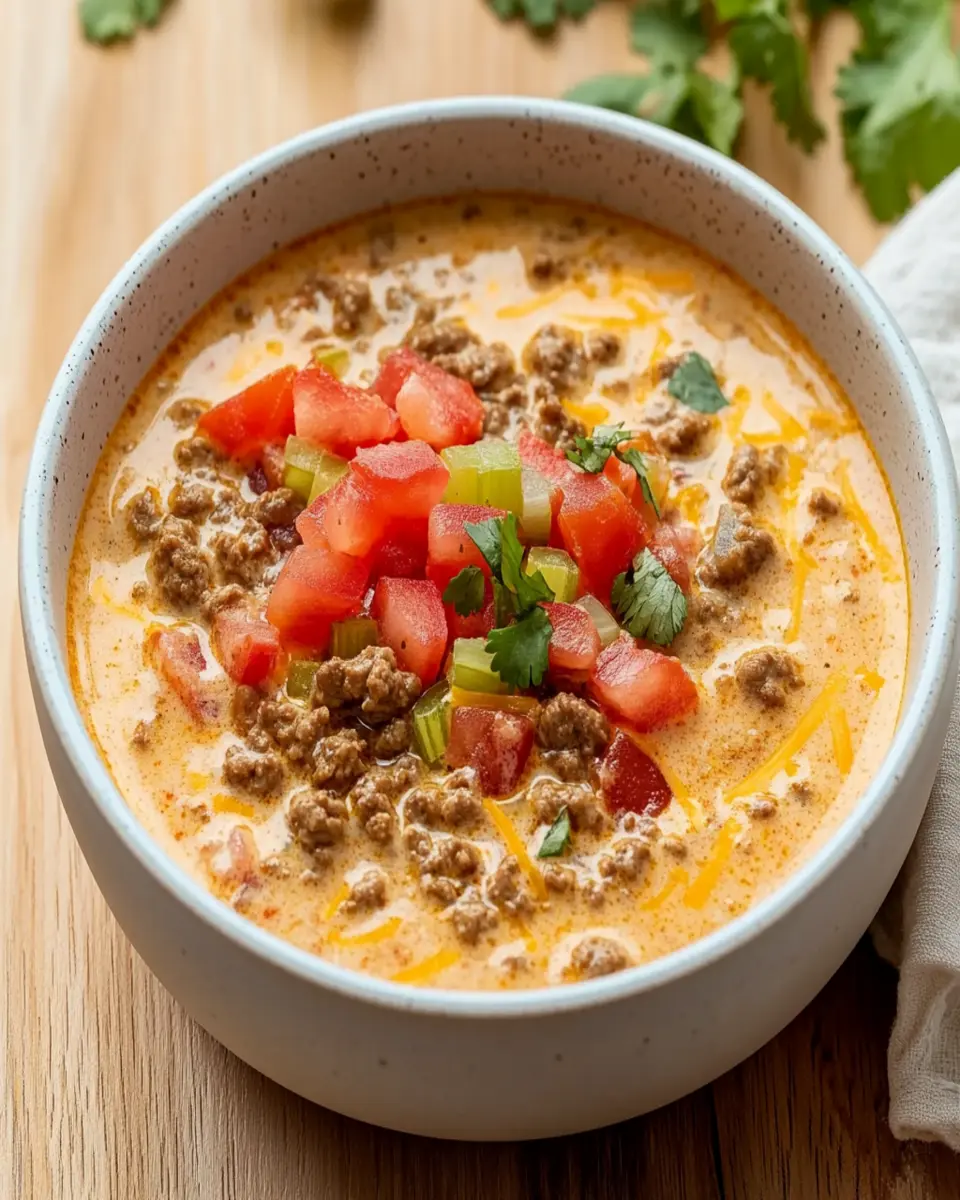 Easy & Creamy Keto Taco Soup with Ground Beef First Image First Image