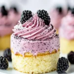 Keto Lemon Poppy Seed Cake with Blackberry Buttercream First Image First Image
