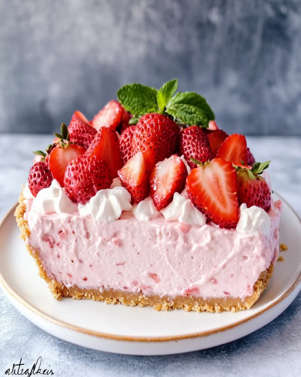 Low Carb No-Bake Strawberry Mousse Pie That’s Irresistibly Creamy